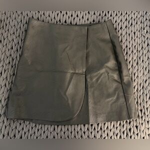 Topshop Khaki Faux Leather Mini Skirt